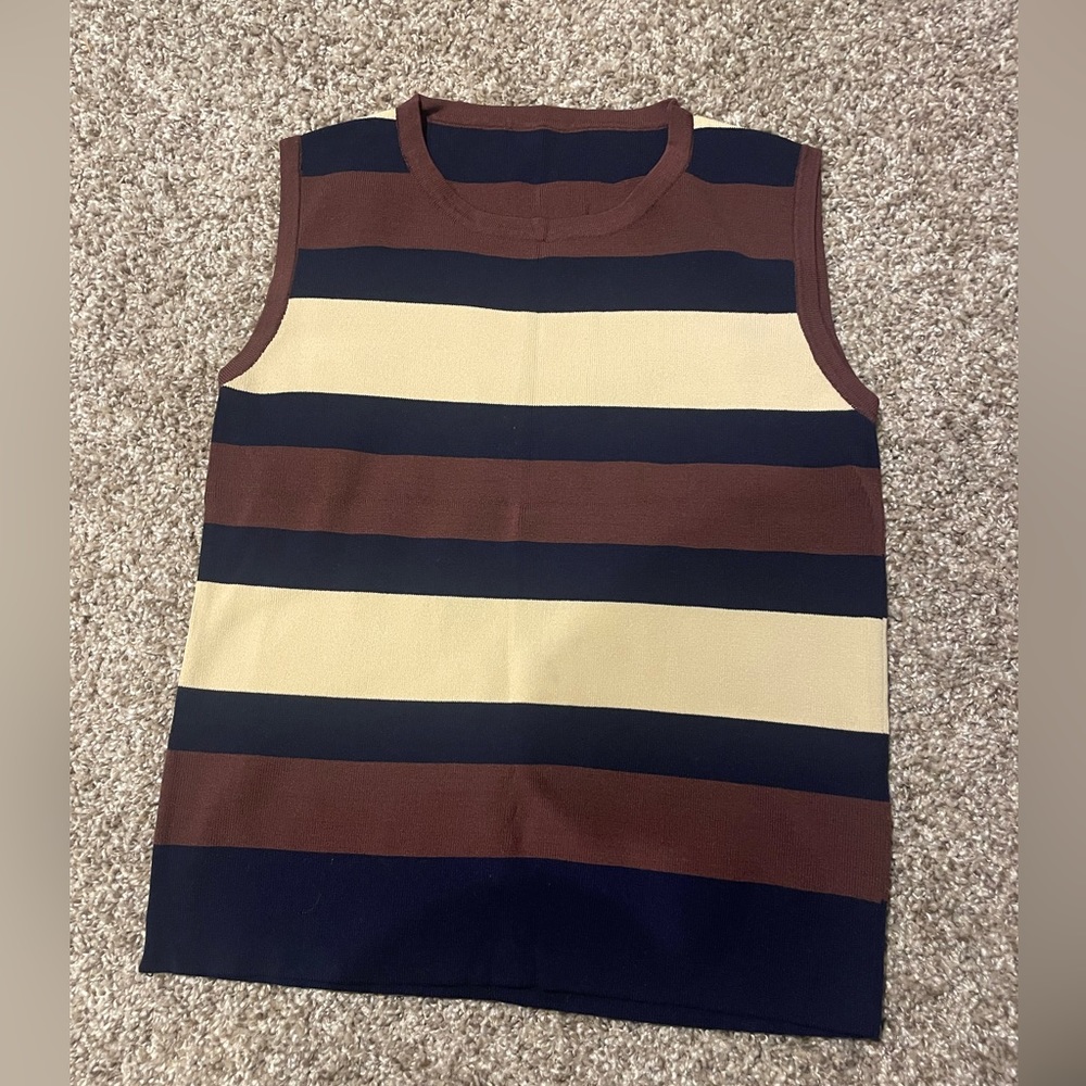 Stripe knit sweater tank top vest